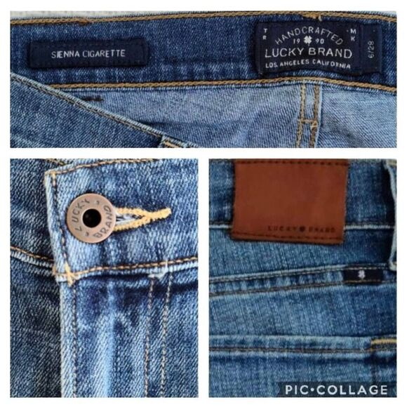 Lucky Brand Denim Sienna Cigarette Boyfriend Distressed Jeans Size 28 Mid Wash - Picture 9 of 11